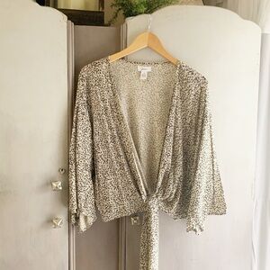 Japan Cheetah Print Wrap Tie Top